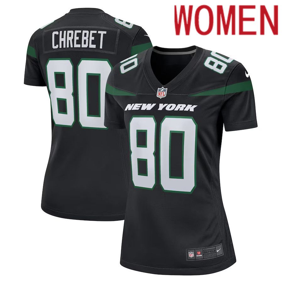 Women New York Jets #80 Wayne Chrebet Nike Black Retired Player NFL Jersey->women nfl jersey->Women Jersey